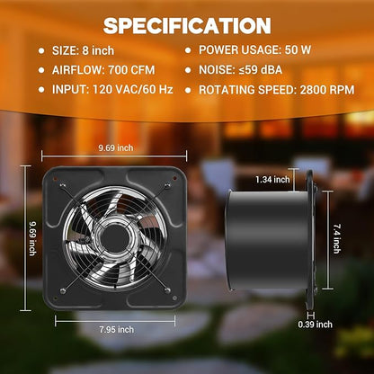 YOZON 8-Inch Kitchen Exhaust Fan - Image 4