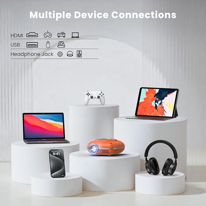 HOMPOW Mini Projector with Two -Way Bluetooth, Portable Projector - Image 5