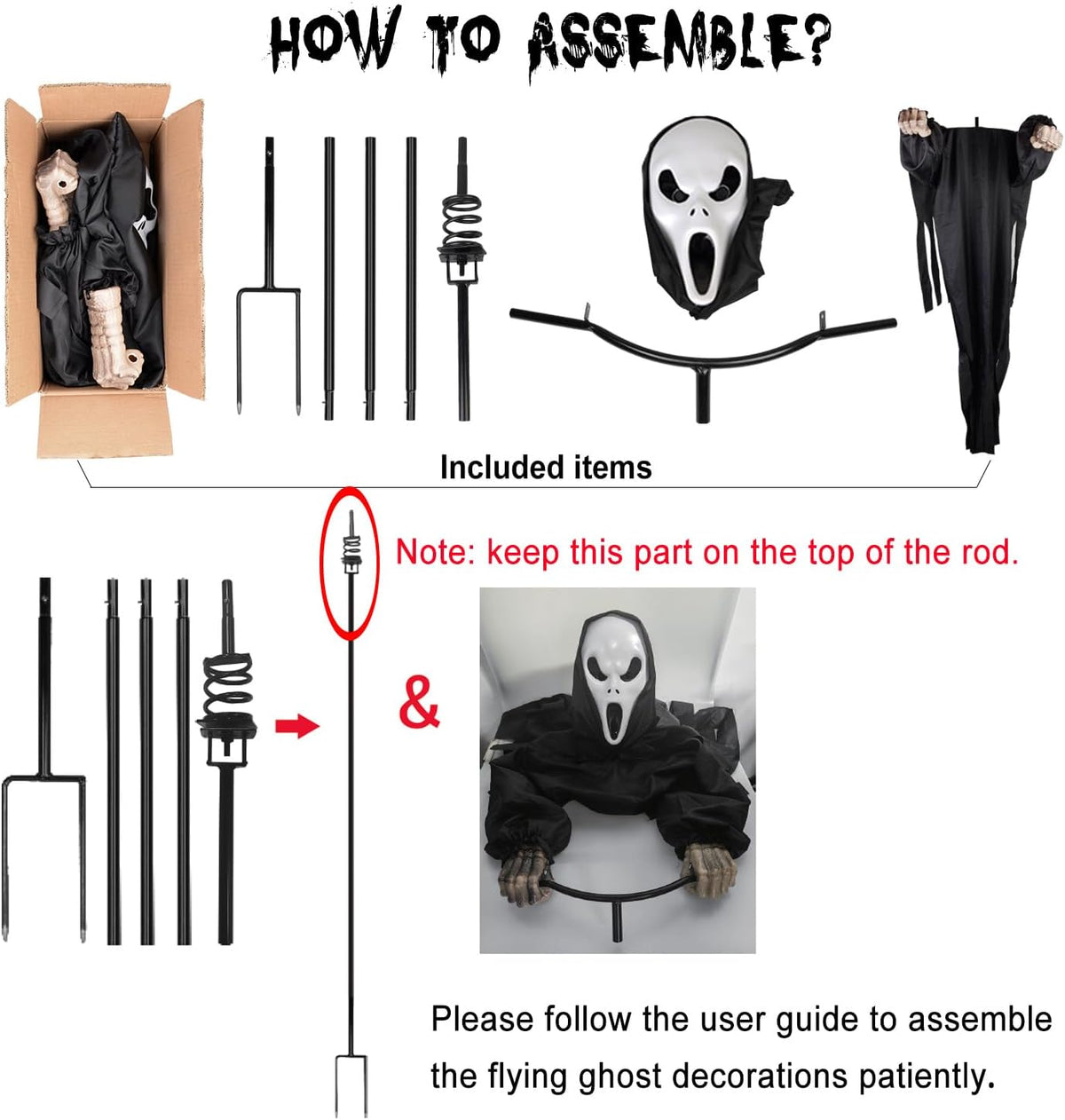 LarpGears Halloween Scarecrow Ghost Outdoor Decorations, 7.5Ft Halloween Rota...