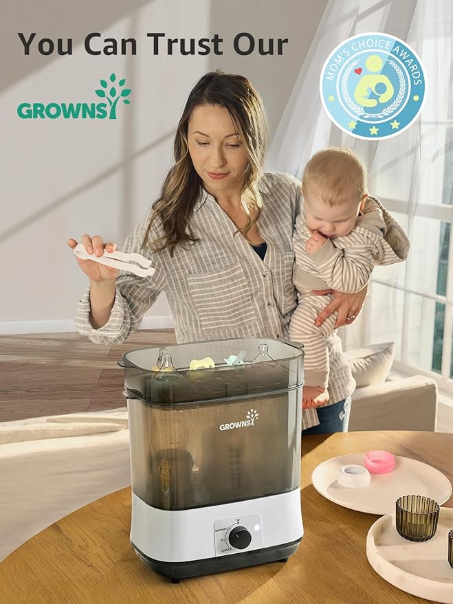 Grownsy Adjustable 4 in 1 Large Bottle Sterilizer and Dryer, 8 Bottles Capacity - Image 7