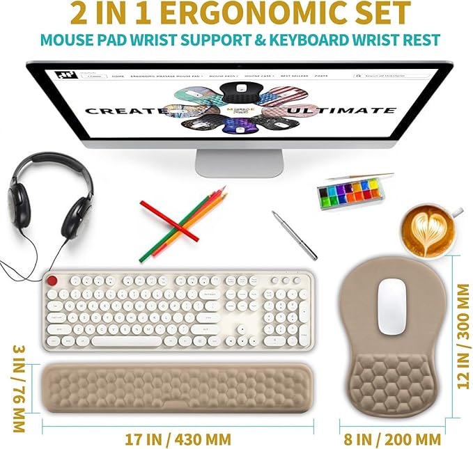 Hokafenle 2 in 1 Ergonomic Mouse Pad Wrist Support & Wrist Rest - Image 2