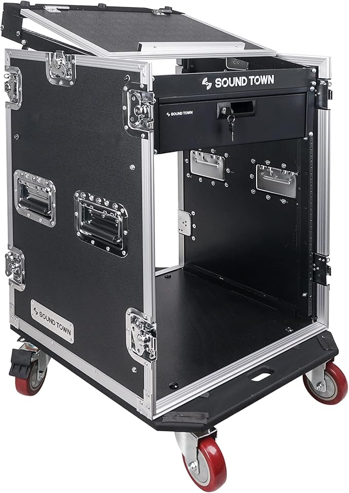 Sound Town Heavy-Duty 1/2" Plywood 14U PA DJ Pro Audio Rack/Road ATA Case by SOUNDTOWN