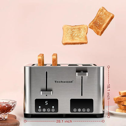 Toaster 4 Slice, Techwood Stainless Steel 4-Slice Toaster Wide Solt - Image 7
