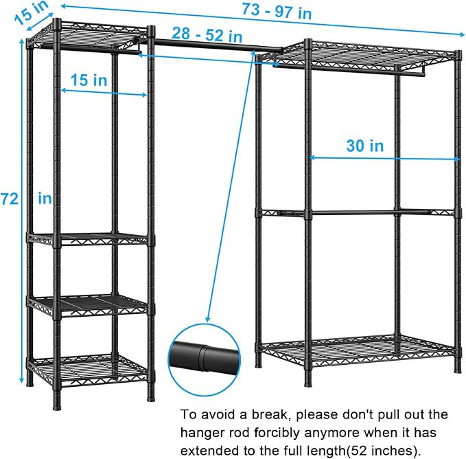 Ulif E10 Clothes Rack（With Stretchable Hanger Rod）Freestanding Clothing Racks - Image 2