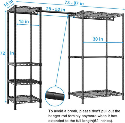 Ulif E10 Clothes Rack（With Stretchable Hanger Rod）Freestanding Clothing Racks - Image 2