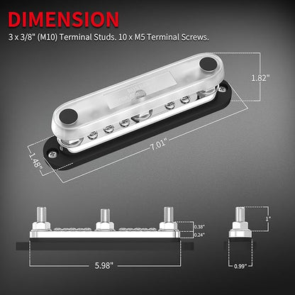 DAIERTEK 300A Copper Bus Bar 12V, Power Distribution Block - Image 2