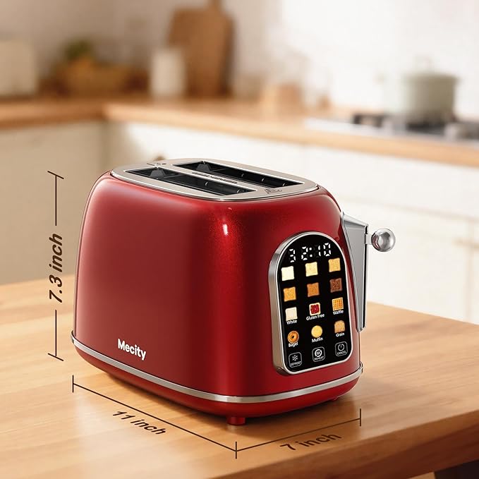 Mecity Toaster 2 Slice, Touch Screen Wide Slot Retro Toaster - Image 8