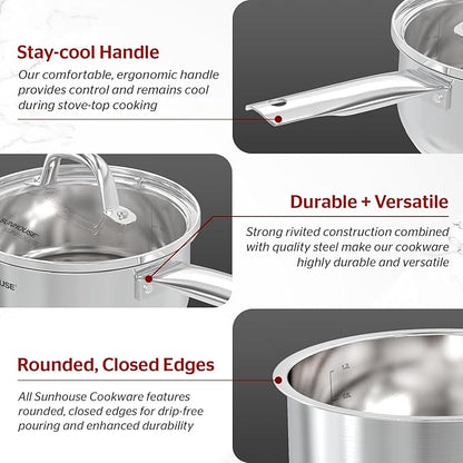 Sunhouse – 2 Quarts Stainless Steel Sauce Pan - Image 5