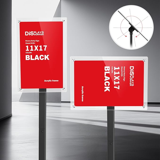 DISPLAYSWORKER Heavy Duty Pedestal Sign holder floor Stand, sign stand poster - Image 8