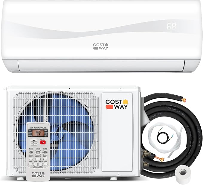 COSTWAY 12000BTU Mini Split Air Conditioner& Heater, 20 SEER2 115V Wall-Mounted by COSTWAY