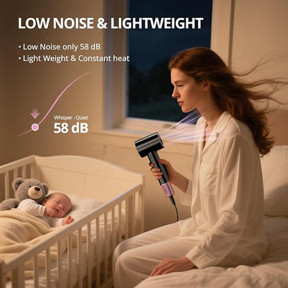 Ionic Hair Dryer with Diffuser and Concentrator- 180000 RPM High Speed Blow - Image 8