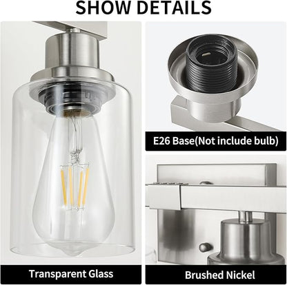 DIKAIDA Bathroom Vanity Light, 4-Light Nickel Modern Matte Wall Sconce Lighting - Image 3