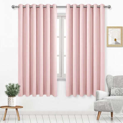 DWCN Blush Pink Blackout Curtains 63 Inch Length, Room Drakening Drapes by DWCN