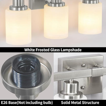 DIKAIDA Bathroom Vanity Light, 4-Light Nickel Modern Bathroom Light Fixtures - Image 4