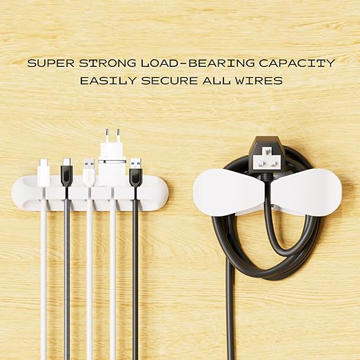 USB Cable Organizer Clips Cord Holder, 8 Packs White Self Adhesive Desk Cord - Image 6