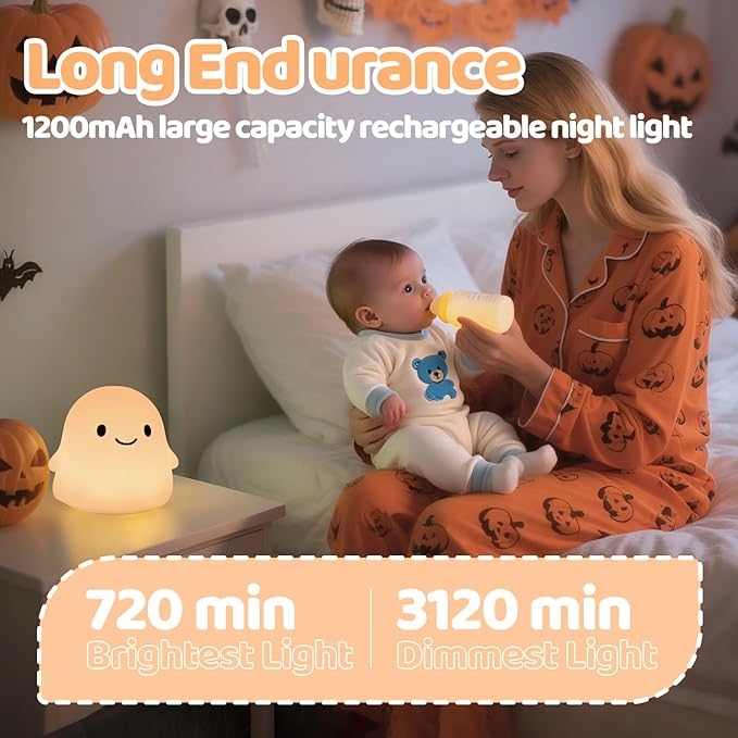 Rytinazzz Halloween Ghost Night Light, Color-Changing & 50-Hour Battery - Image 2