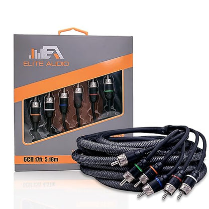 Elite Audio Premium Series 17ft. 6-Channel Car Audio RCA Cable – Double Shielded by EliteAudio