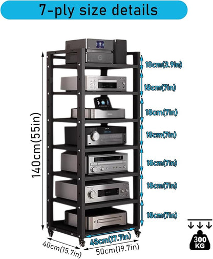 Dernoing 7 Tier Audio Rack Tower, CD Record Player Stereo Receiver AV Equipment - Image 2