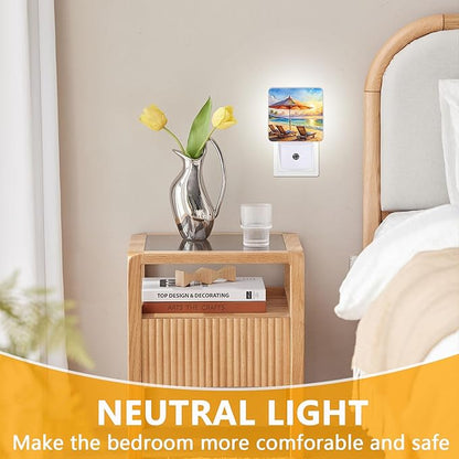 GANTINIR Watercolor Ocean Beach Sunrise Night Light, Plug-into Lounger - Image 3