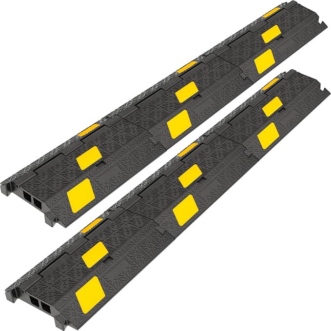 OranLite 6 Pack 2-Channel Rubber Cable Protector Ramp, Visible at Night by OranLite