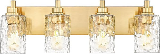 METWET 4-Light Bathroom Light Fixtures, 24.5 Inch Brushed Gold Vanity Lights by Metwet