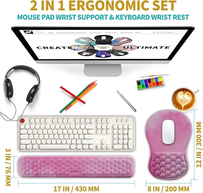 Hokafenle 2 in 1 Ergonomic Mouse Pad Wrist Support & Wrist Rest - Image 2