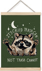 Funny Olive Green Motivational Raccoon Poster Wall Art Framed 12x16in | Raccoon Lover Gifts, It's Called Trash Can Not Trash Cannot Inspirational Canvas Prints Wall Decor for Bedroom Home Office
