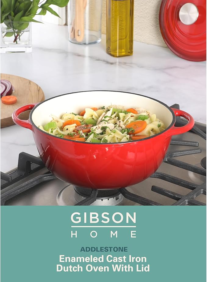 Gibson Home Addlestone 2.65 Quart Round Enamel Cast Iron Dutch Oven Pot - Image 2