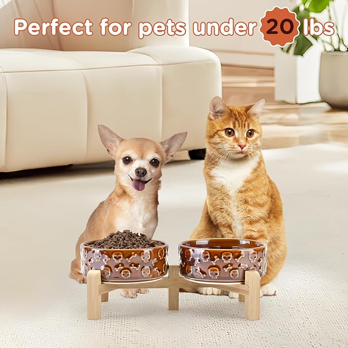 SPUNKYJUNKY Elevated Dog Bowls Ceramic, 5.1'' Dogs and Cat Food Water Bowls - Image 7