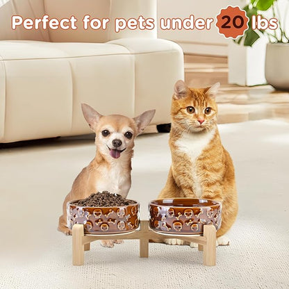 SPUNKYJUNKY Elevated Dog Bowls Ceramic, 5.1'' Dogs and Cat Food Water Bowls - Image 7