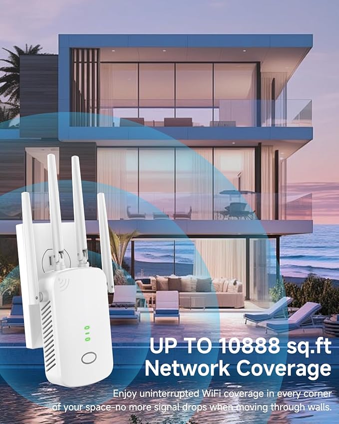 WiFi Extender, 2.4G WiFi Extender Signal Booster – 10888 Sq Ft, 80 Devices - Image 6