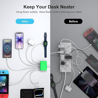 USB C Fast Charger, 100W GaN 6 Port Type C Charging Station Hub Block Cube - Image 4