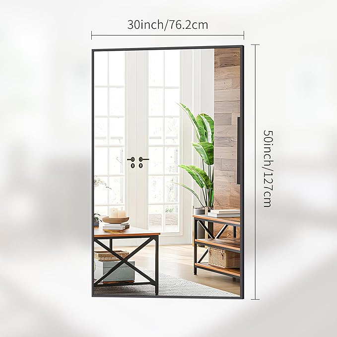Black Bathroom Mirror for Wall, 30x50 Inch Rectangle Mirrors - Image 5