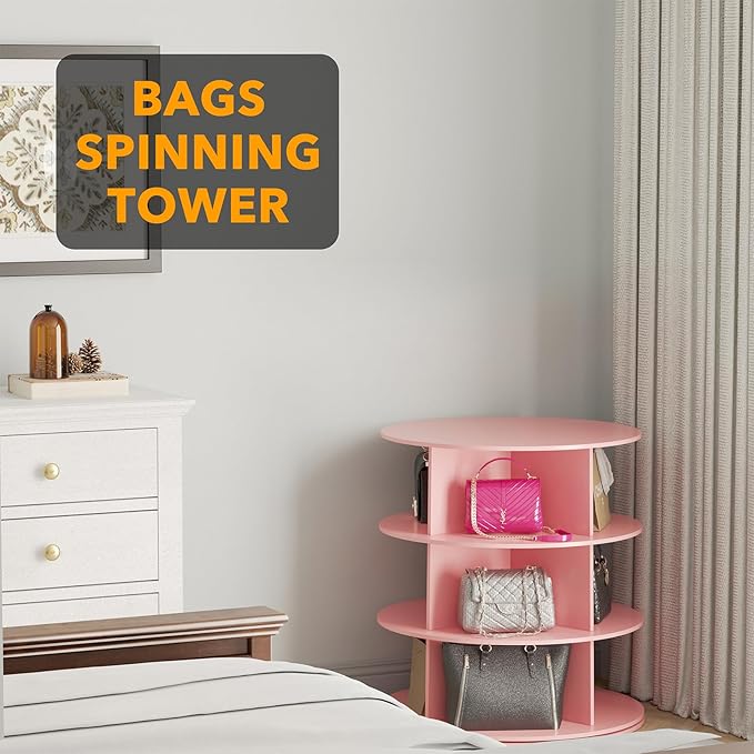 SpaceAid 3 Tier Rotating Shoe Rack Tower, Spinning Shoe Display Lazy Susan - Image 5