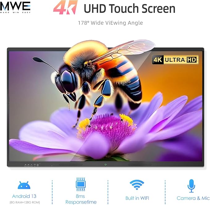 QIXZOCV 85" Smart Board, Interactive Whiteboard, 4K Electronic Board, UHD - Image 2
