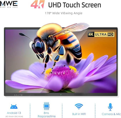 QIXZOCV 65" Smart Board, Interactive Whiteboard, 4K Electronic Board, UHD - Image 2