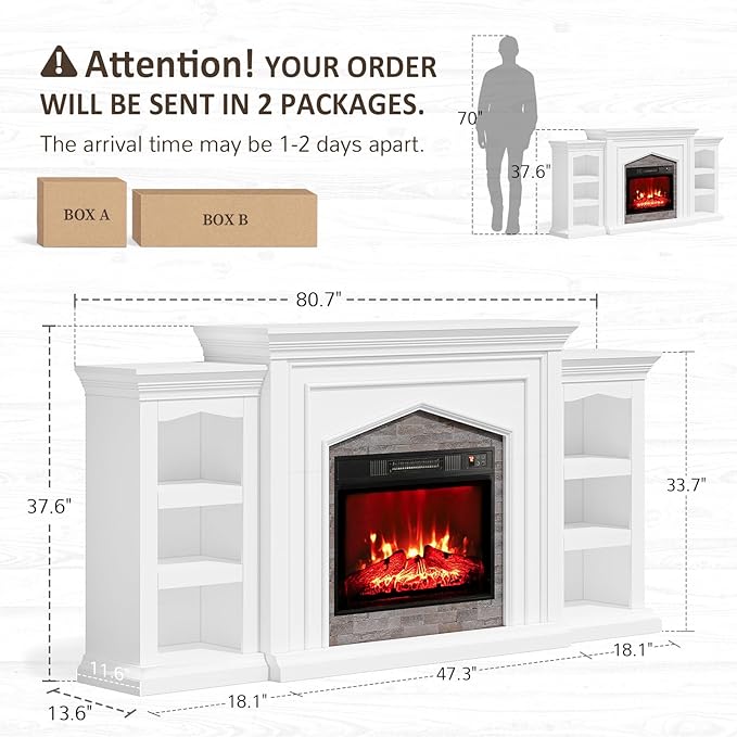 Naice 80" Electric Fireplace - Image 3