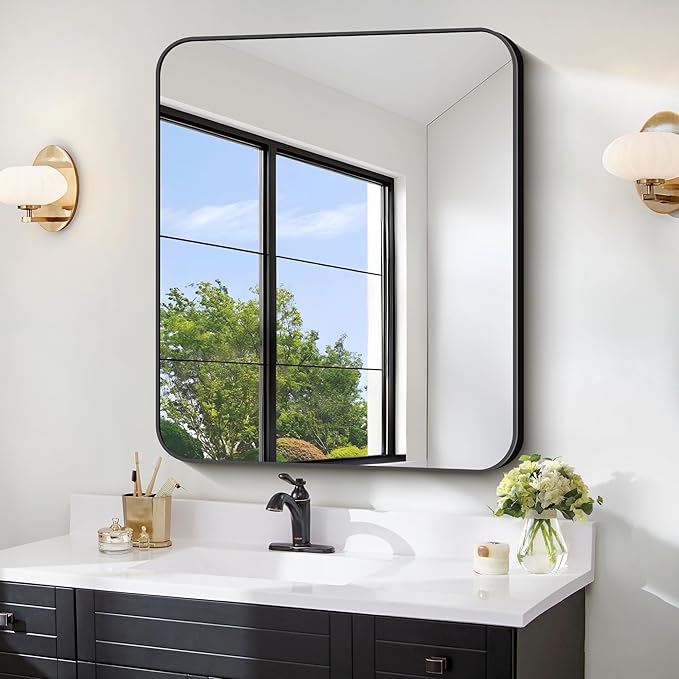 FORBATH Bathroom Mirror 30" x 36", Rectangle Black Bathroom Mirror by FORBATH