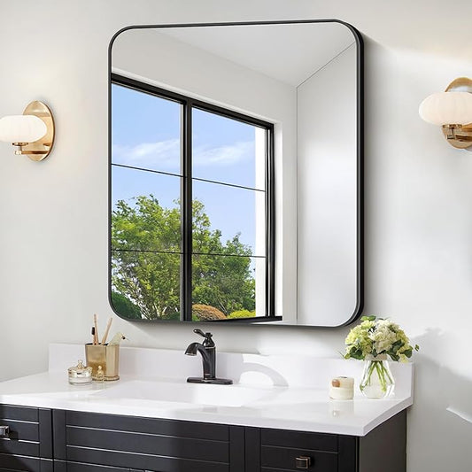 FORBATH Bathroom Mirror 30" x 36", Rectangle Black Bathroom Mirror by FORBATH
