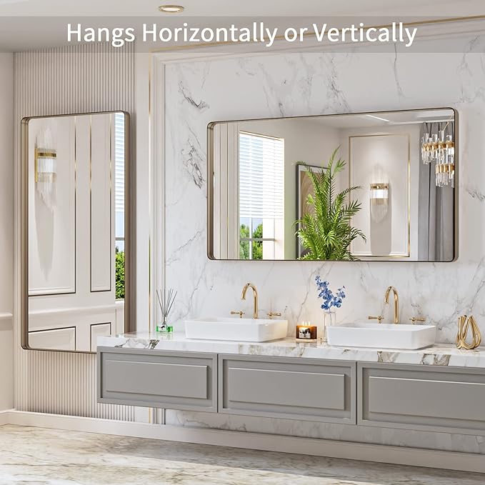 LOAAO 55”X30” Bronze Bathroom Mirrors - Image 4