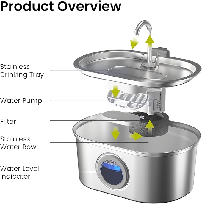 PawsPik SS-01 Stainless Steel Faucet-Design Cat Fountain 108.2 oz. - Image 7
