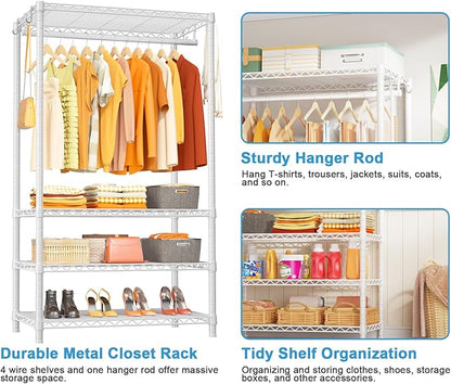 Ulif H4 Portable Closets, 4-Tier Metal Clothes Garment Rack - Image 6