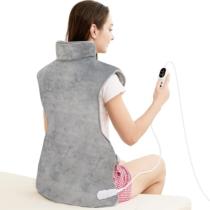 Mia&Coco Heating Pad for Neck Shoulders and Back, XL 23"x39" Soft Flannel Wrap by MiaCoco