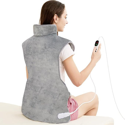 Mia&Coco Heating Pad for Neck Shoulders and Back, XL 23"x39" Soft Flannel Wrap by MiaCoco