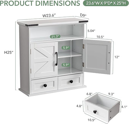 Bathroom Wall Cabinet, 23x25 Inch Farmhouse Medicine Cabinet Over Toilet - Image 2