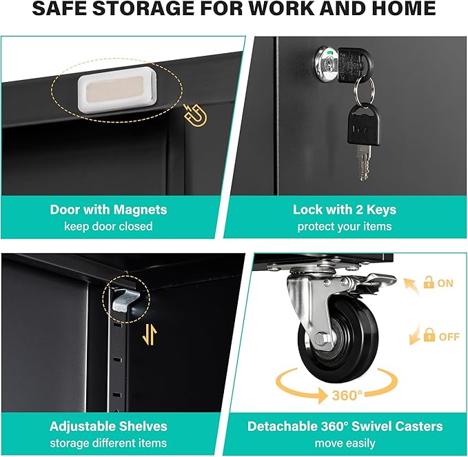 SISESOL Wide & Deep Metal Storage Cabinet - Image 6
