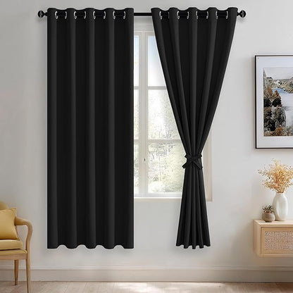 JIUZHEN Black Blackout Curtains by JIUZHEN