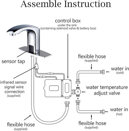 HALO H59 Brass Chrome Touchless Bathroom Faucet 4 AA Batteries Powered - Image 6
