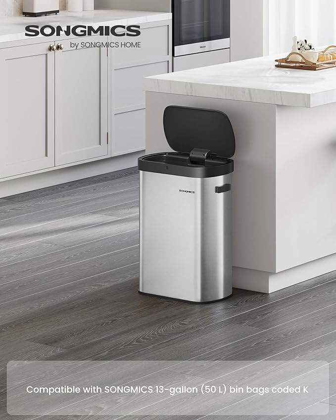 SONGMICS Motion Sensor Trash Can, 13-Gallon Automatic Garbage Can - Image 2