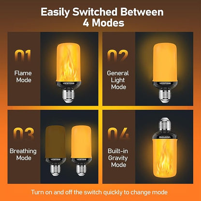 Vicstone Upgraded LED Flame Light Bulbs Christmas Decorations, 4-Mode - Image 5